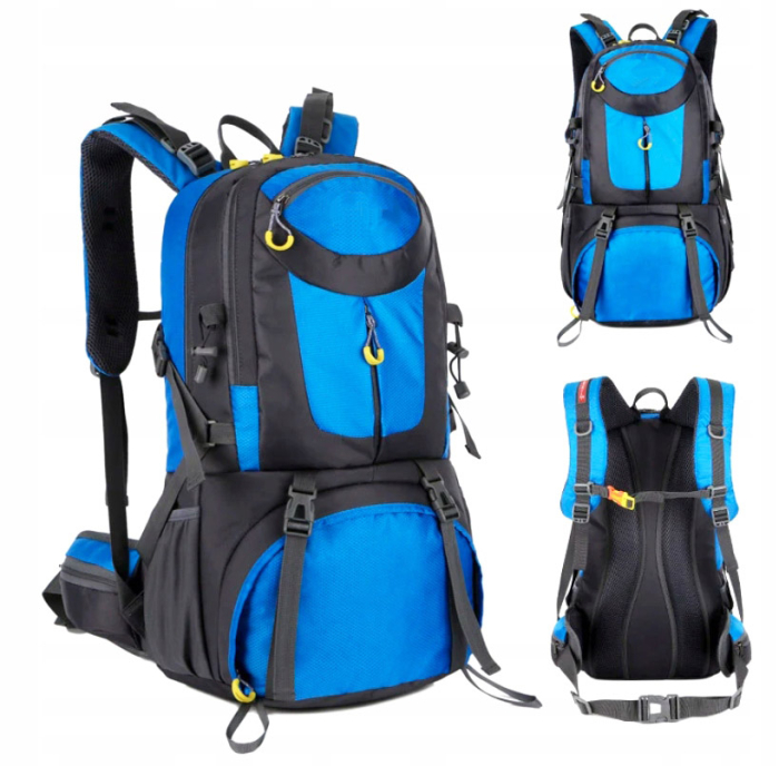 Rucsac militar pentru drumetie, usor, cu 4 buzunare laterale, 50 litri, albastru si gri [3]