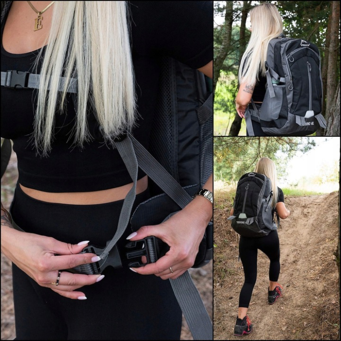 Rucsac tactic militar pentru drumetie, cu husa de ploaie, 60 litri, 25 kg, 60x43x22 cm, gri negru [2]