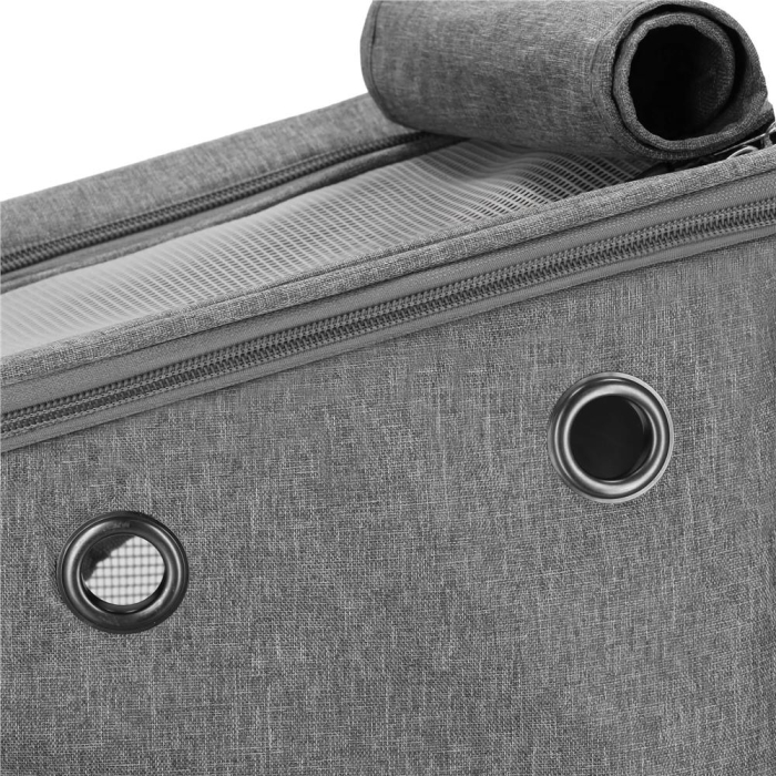 Rucsac transport animale talie mica-medie, maxim 12 kg, buzunare laterale, 39x28x27 cm, gri [10]