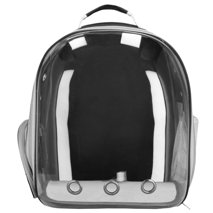 Rucsac transport animale talie mica-medie, maxim 12 kg, hublou panoramic transparent, buzunare laterale, gri [17]