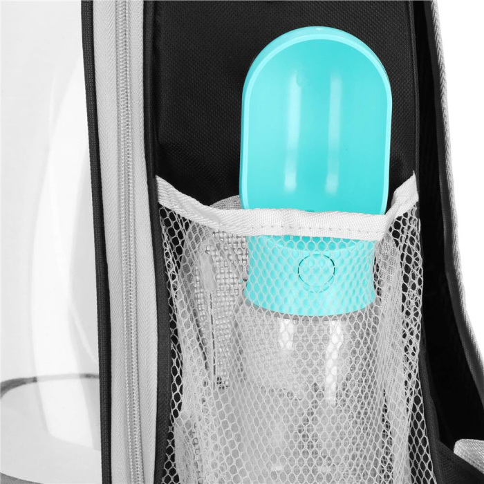 Rucsac transport animale talie mica-medie, maxim 12 kg, hublou panoramic transparent, buzunare laterale, negru [10]