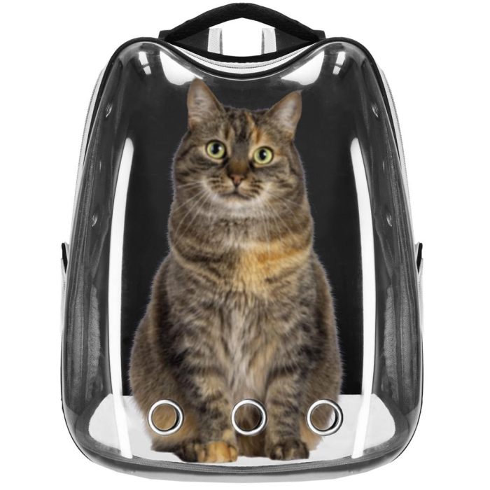 Rucsac transport animale talie mica-medie, maxim 12 kg, hublou panoramic transparent, buzunare laterale, negru [5]