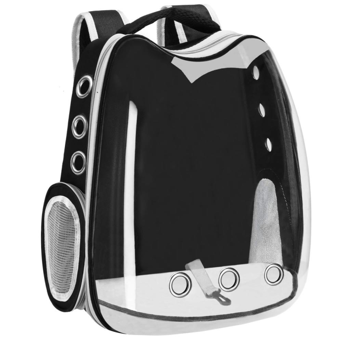 Rucsac transport animale talie mica-medie, maxim 12 kg, hublou panoramic transparent, buzunare laterale, negru [1]