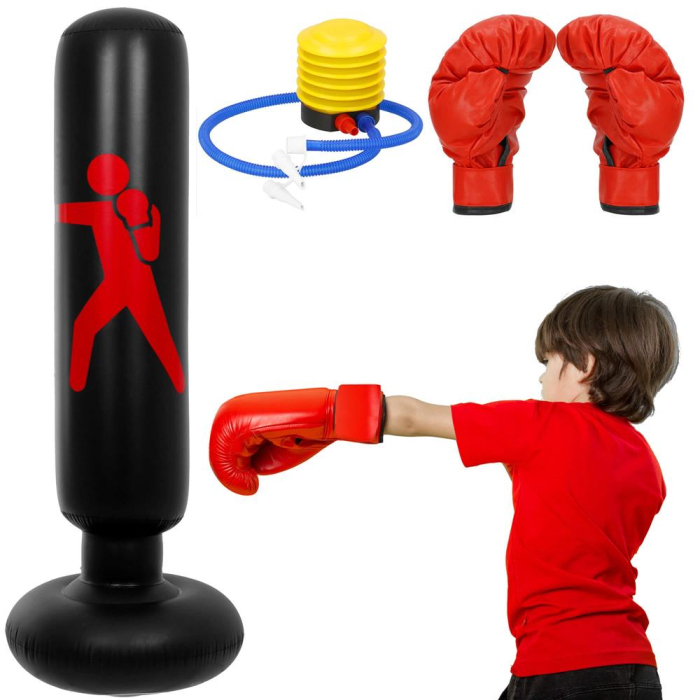Sac de box gonflabil pentru copii, Inaltime 160 cm, PVC, Negru [23]
