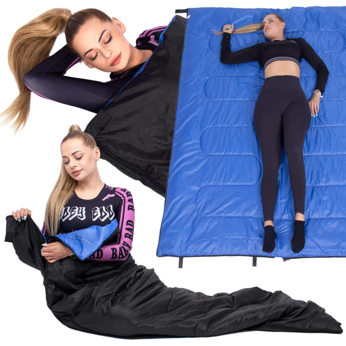 Sac de dormit, cu geanta de transport, 190x73cm, 10-25grade, culoare negru [3]