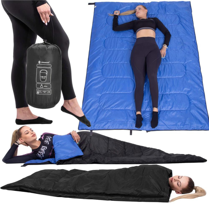 Sac de dormit, cu geanta de transport, 190x73cm, 10-25grade, culoare negru [16]