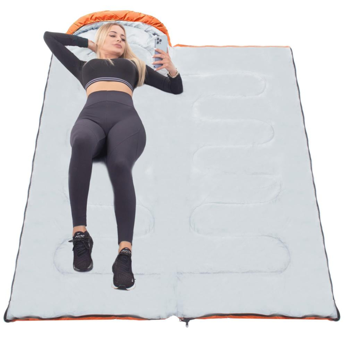 Sac de dormit tip mumie, cu geanta de transport, 175x73cm, 8-20grade, portocaliu [12]