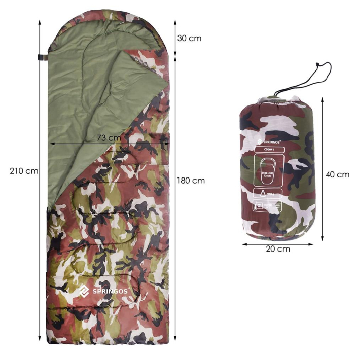 Sac de dormit tip mumie, cu geanta de transport, 210x73cm, 8-20grade, culoare camuflaj [17]