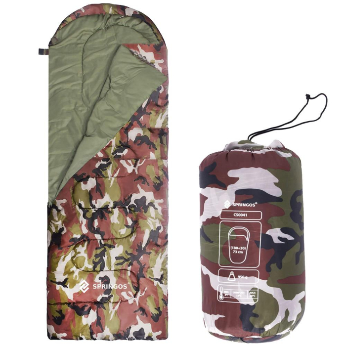 Sac de dormit tip mumie, cu geanta de transport, 210x73cm, 8-20grade, culoare camuflaj [1]