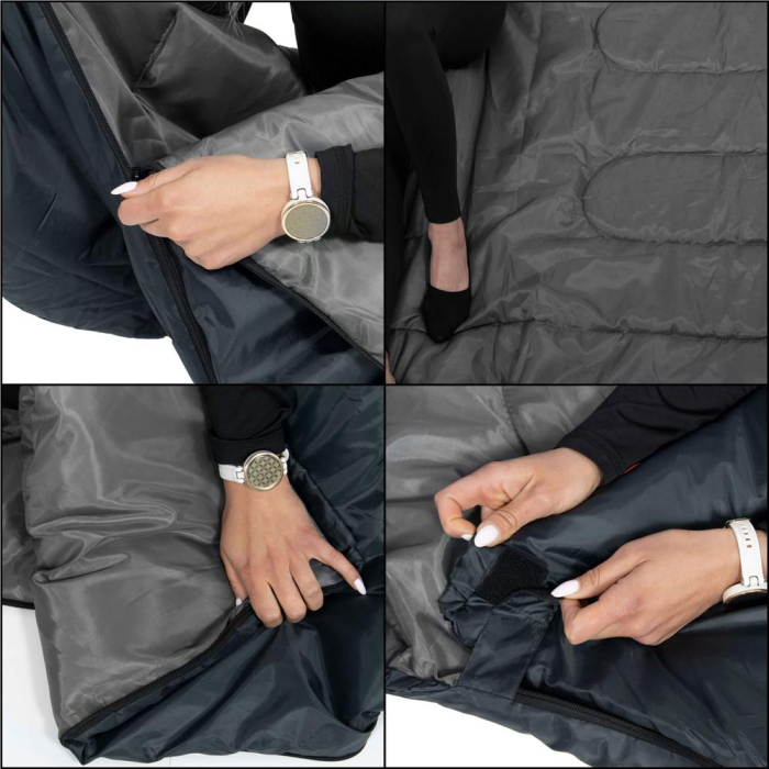 Sac de dormit tip mumie, cu geanta de transport, 210x73cm, 8-20grade, culoare gri [19]