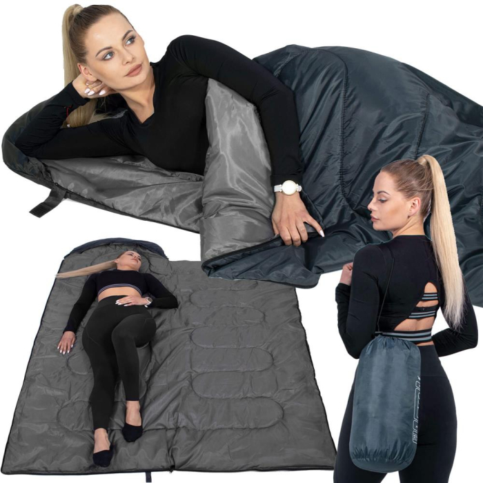 Sac de dormit tip mumie, cu geanta de transport, 210x73cm, 8-20grade, culoare gri [21]