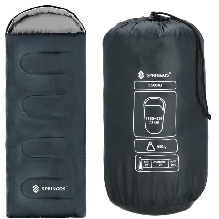 Sac de dormit tip mumie, cu geanta de transport, 210x73cm, 8-20grade, culoare gri [22]