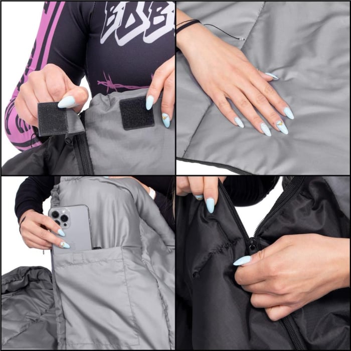 Sac de dormit tip mumie, cu geanta de transport, 210x80cm, 0-10grade, culoare negru gri [16]