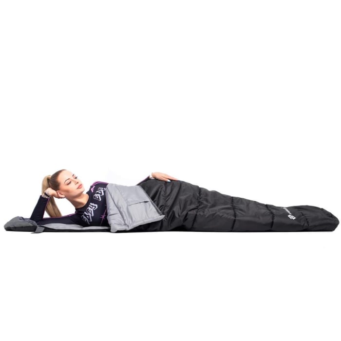 Sac de dormit tip mumie, cu geanta de transport, 210x80cm, 0-10grade, culoare negru gri [4]