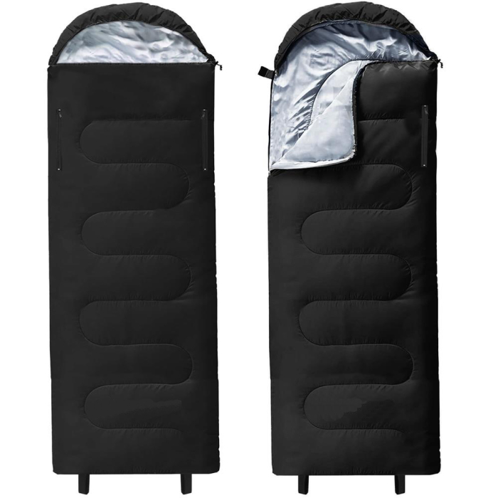 Sac de dormit tip mumie, cu geanta de transport, 220x80cm, 0-15grade, negru [7]