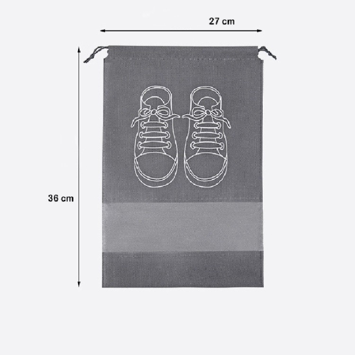 Sac depozitare incaltaminte, pentru voiaj sau depozitare, rezistent la praf, compatibil cu masina de spalat, 27 x 36 cm, gri deschis [3]