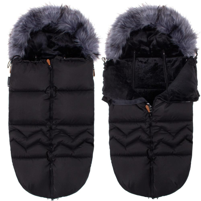 Sac iarna de bebelusi pentru carucior, marime universala, cu gluga, 90x45cm, negru [7]