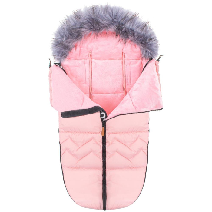 Sac iarna de bebelusi pentru carucior, marime universala, cu gluga, 90x45cm, roz pal [6]