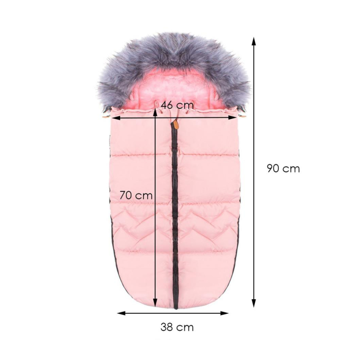 Sac iarna de bebelusi pentru carucior, marime universala, cu gluga, 90x45cm, roz pal [10]