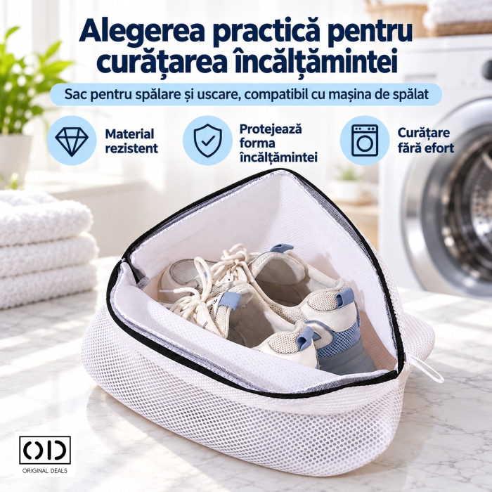 Sac pentru Spalarea Incaltamintei ORIGINAL DEALS, Poliester Alb cu Fermoar, 42 x 24 x 24 cm, pentru Pantofi Sport [7]