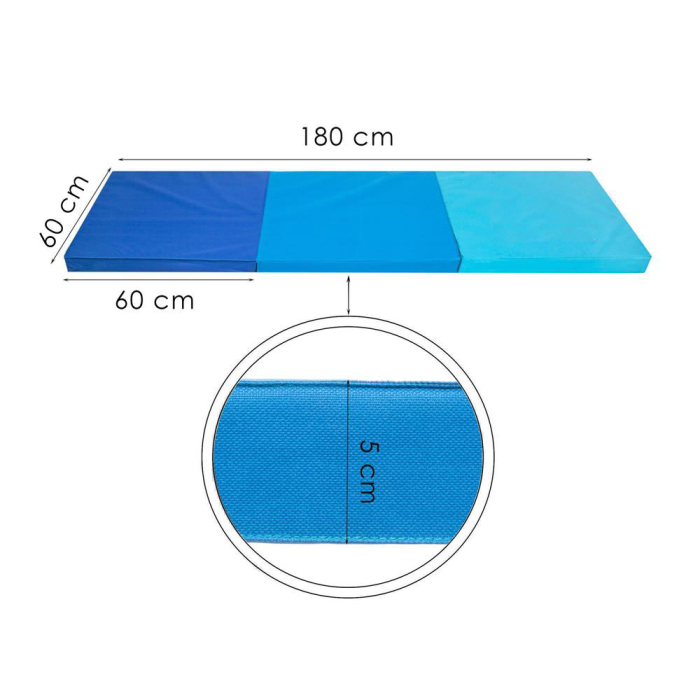 Saltea fitness groasa pentru antrenamente gimnastica, pliabila, 180x60x5,5cm, albastru [11]