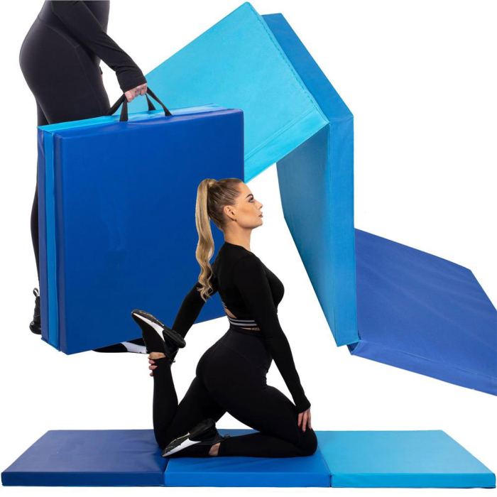 Saltea fitness groasa pentru antrenamente gimnastica, pliabila, 180x60x5,5cm, albastru [9]