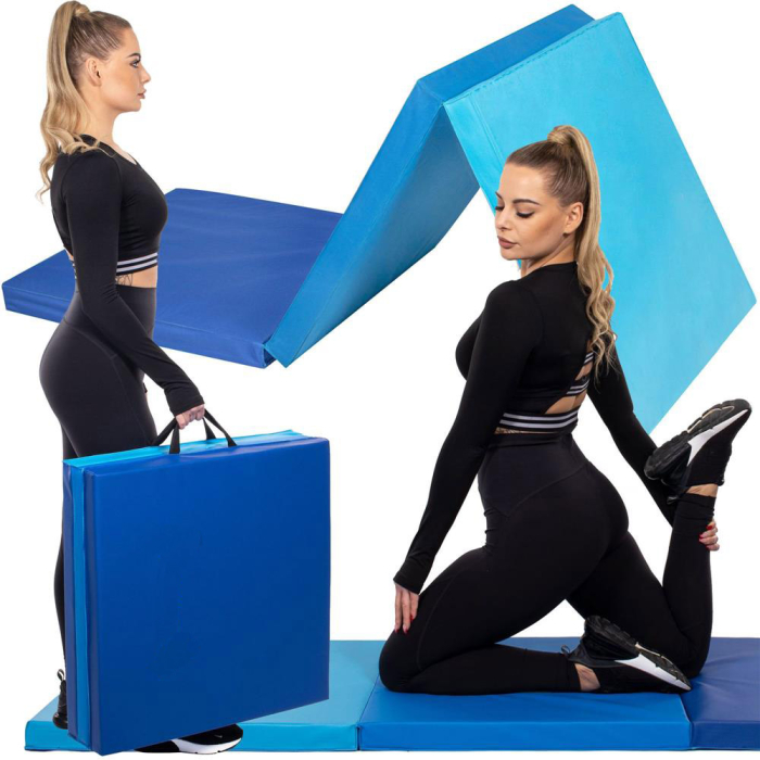 Saltea fitness groasa pentru antrenamente gimnastica, pliabila, 180x60x5,5cm, albastru [7]