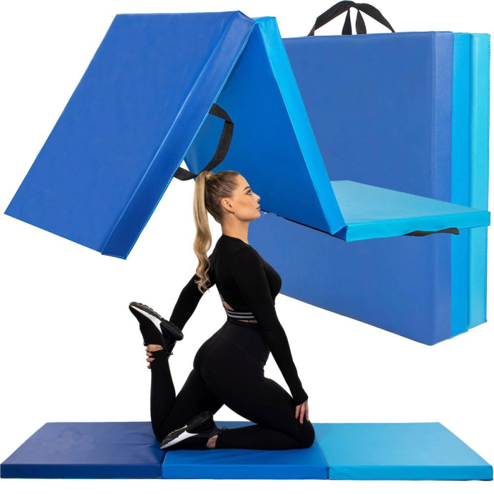 Saltea fitness groasa pentru antrenamente gimnastica, pliabila, 180x60x5,5cm, albastru [2]