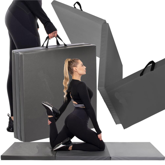 Saltea fitness groasa pentru antrenamente gimnastica, pliabila, 180x60x5,5cm, gri [5]
