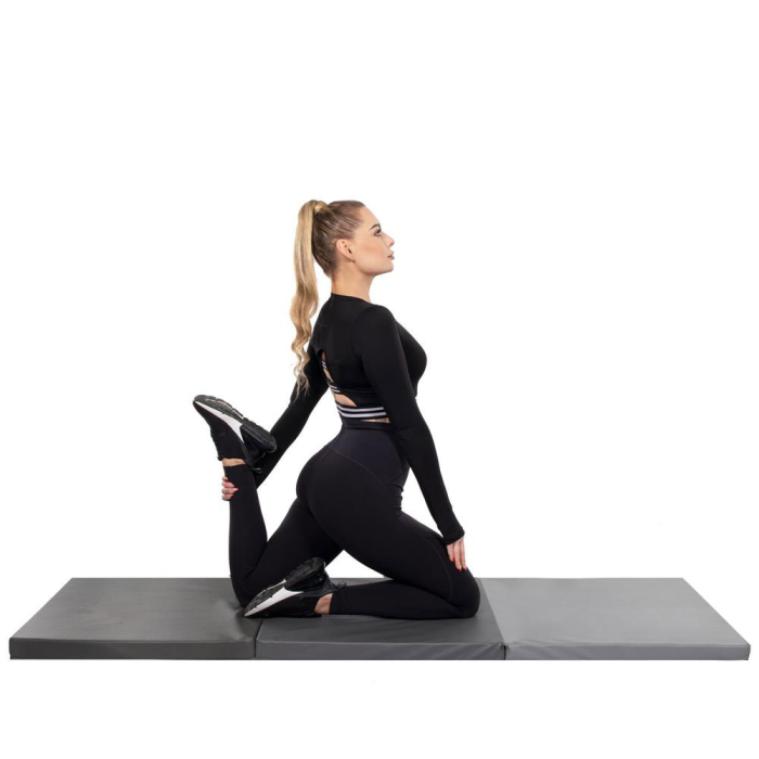 Saltea fitness groasa pentru antrenamente gimnastica, pliabila, 180x60x5,5cm, gri [14]