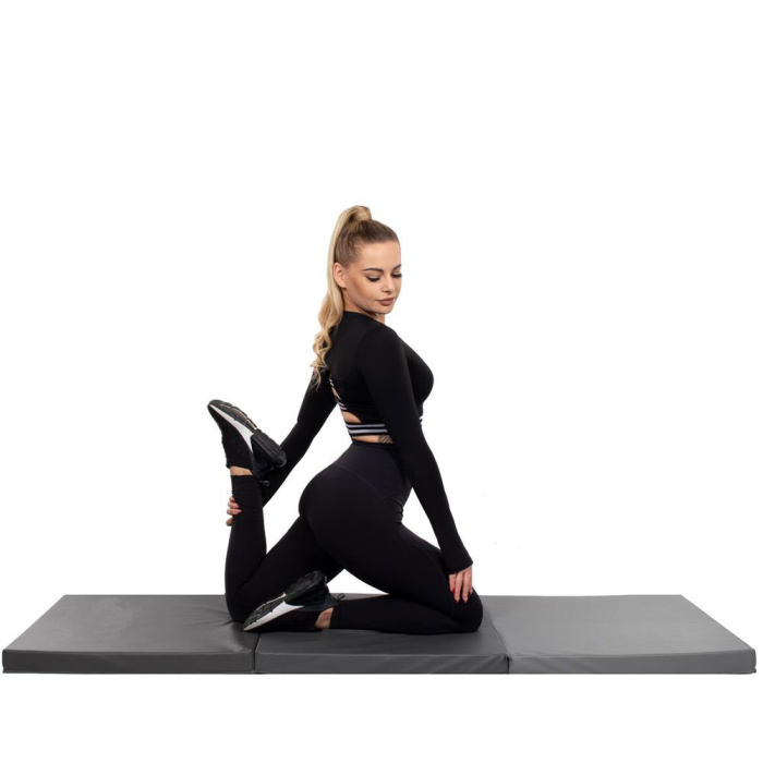 Saltea fitness groasa pentru antrenamente gimnastica, pliabila, 180x60x5,5cm, gri [15]