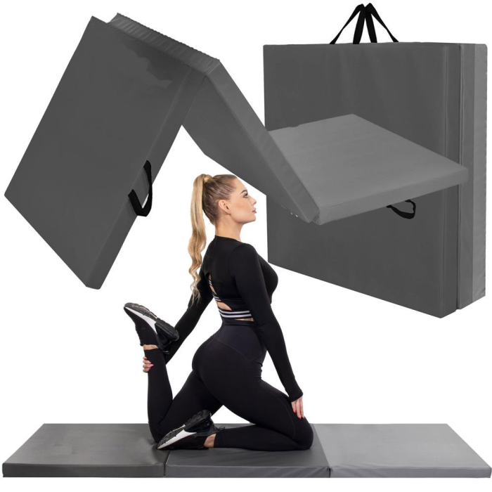 Saltea fitness groasa pentru antrenamente gimnastica, pliabila, 180x60x5,5cm, gri [3]