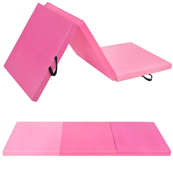 Saltea fitness groasa pentru antrenamente gimnastica, pliabila, 180x60x5,5cm, roz [13]