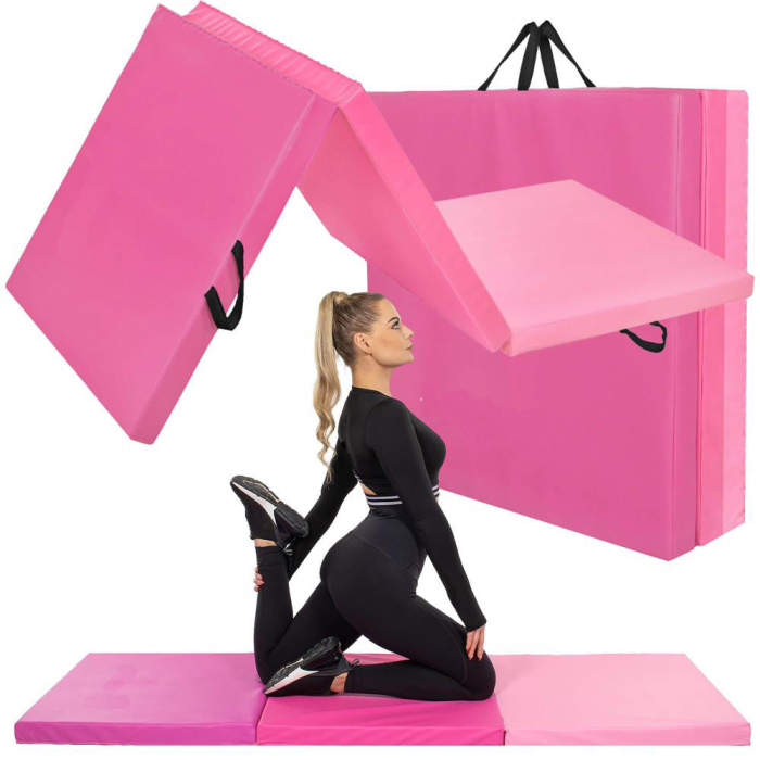 Saltea fitness groasa pentru antrenamente gimnastica, pliabila, 180x60x5,5cm, roz [23]