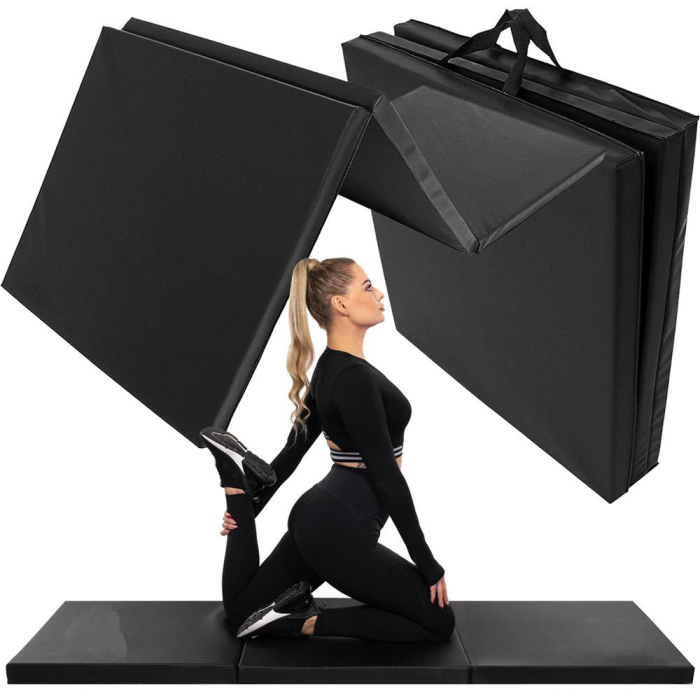 Saltea fitness groasa pentru antrenamente gimnastica, pliabila, PVC, 180x60x5cm, negru [19]
