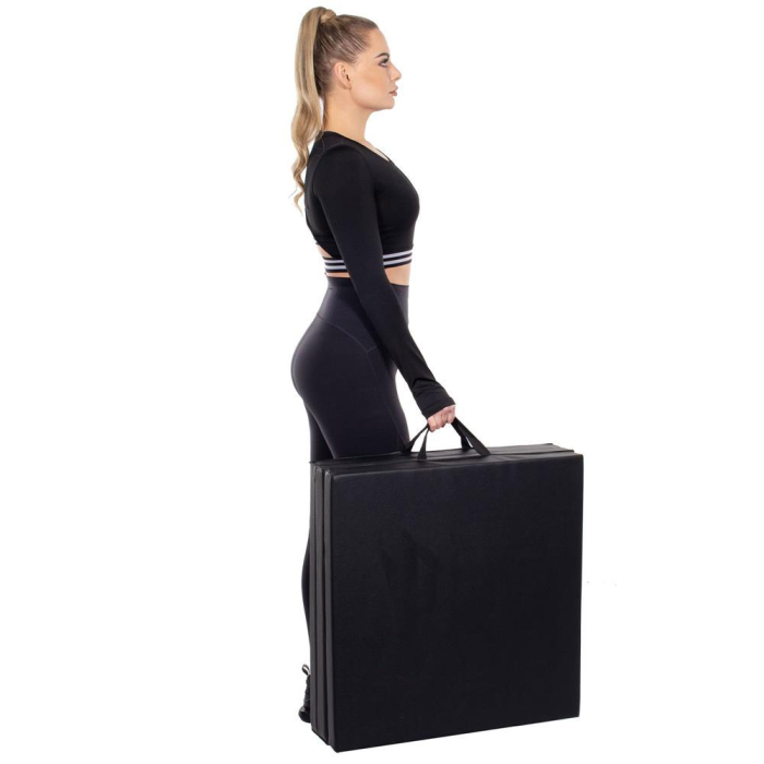 Saltea fitness groasa pentru antrenamente gimnastica, pliabila, PVC, 180x60x5cm, negru [5]