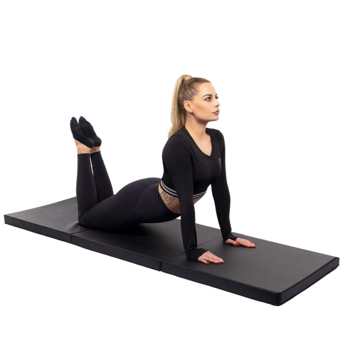 Saltea fitness groasa pentru antrenamente gimnastica, pliabila, PVC, 180x60x5cm, negru [18]