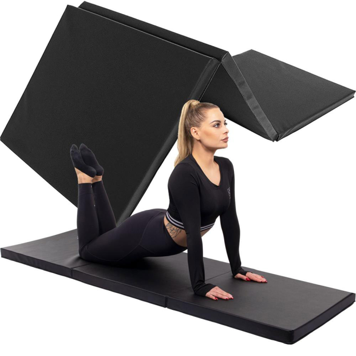 Saltea fitness groasa pentru antrenamente gimnastica, pliabila, PVC, 180x60x5cm, negru [15]