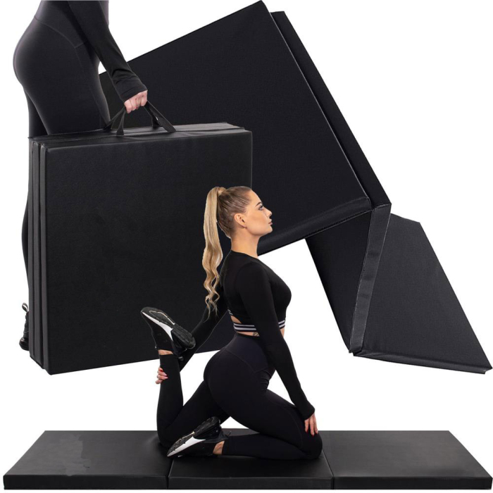 Saltea fitness groasa pentru antrenamente gimnastica, pliabila, PVC, 180x60x5cm, negru [20]