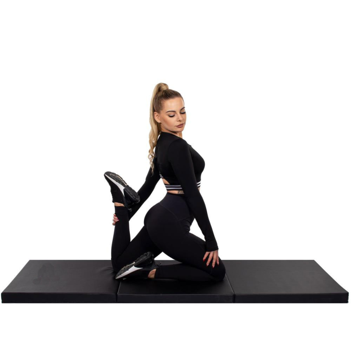 Saltea fitness groasa pentru antrenamente gimnastica, pliabila, PVC, 180x60x5cm, negru [17]