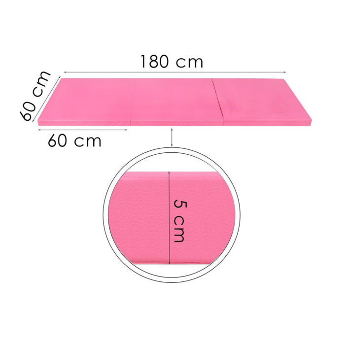 Saltea fitness groasa pentru antrenamente gimnastica, pliabila, 180x60x5cm, roz [16]