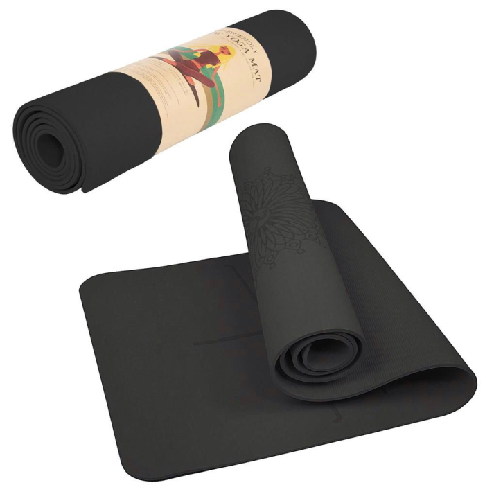 Saltea pentru antrenament, yoga, fitness, aerobic, pilates, exercitii la sol, 183x61cm, negru [2]