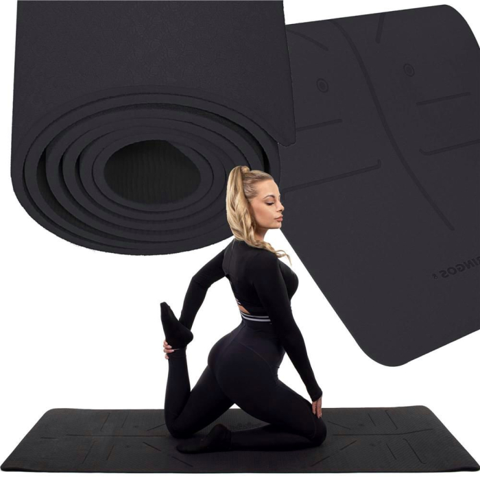 Saltea pentru antrenament, yoga, fitness, aerobic, pilates, exercitii la sol, 183x61cm, negru [6]