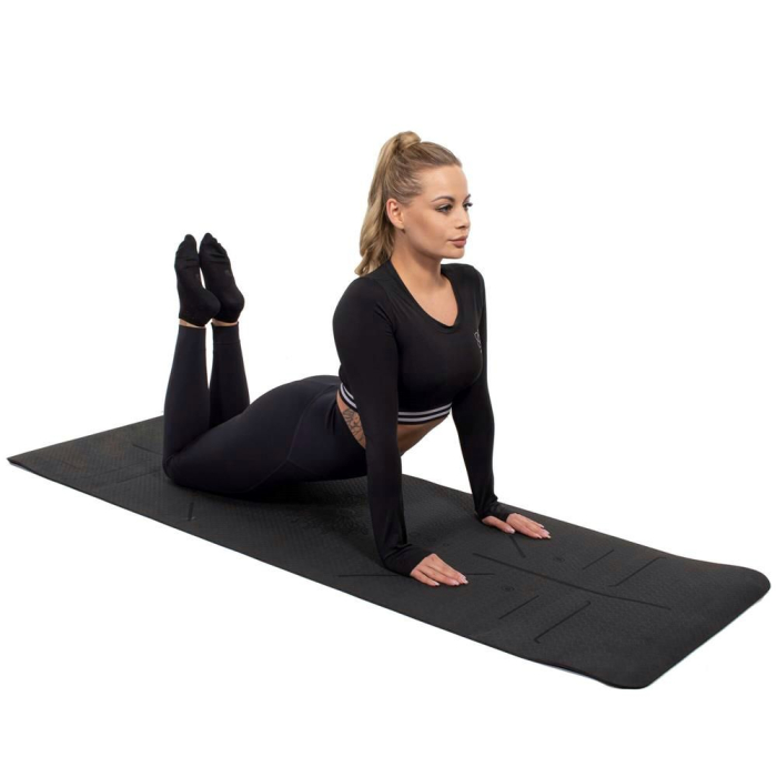 Saltea pentru antrenament, yoga, fitness, aerobic, pilates, exercitii la sol, 183x61cm, negru [12]