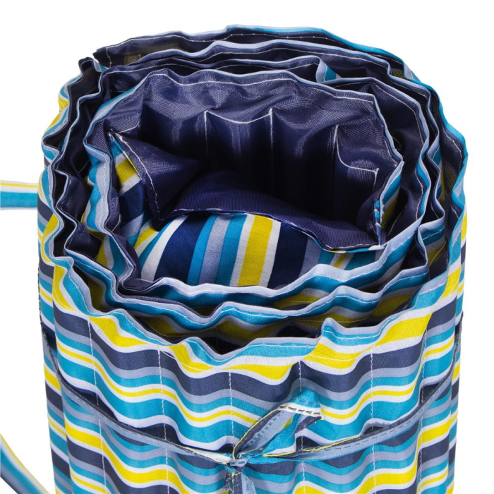 Saltea pentru plaja pliabila, din spuma, ultra-usoara, cu perna si maner de transport, 60x180cm, albastru galben [10]