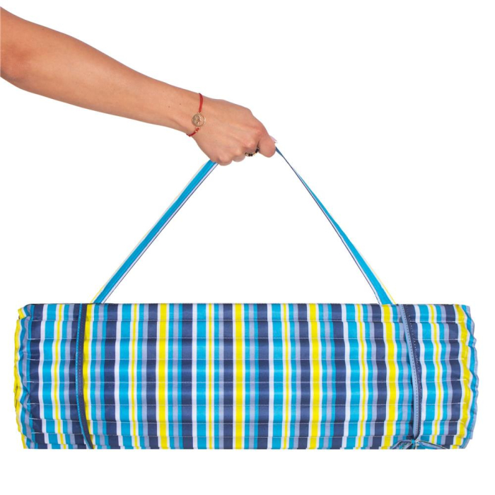 Saltea pentru plaja pliabila, din spuma, ultra-usoara, cu perna si maner de transport, 60x180cm, albastru galben [11]