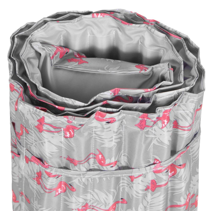 Saltea pentru plaja pliabila, din spuma, ultra-usoara, cu perna si maner de transport, 60x180cm, gri flamingo roz [13]