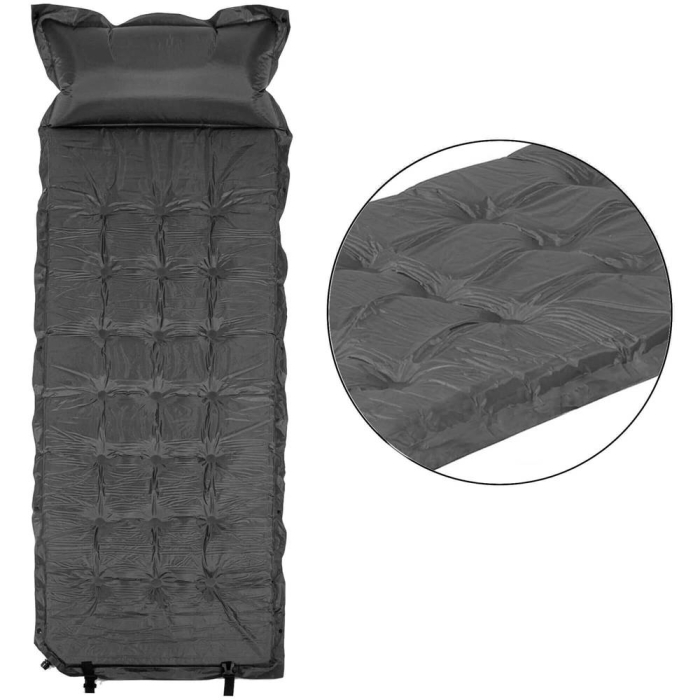 Saltea plabila cu perna din spuma poliuretanica, cu autoumflare, 193x68x3.5cm, gri [3]