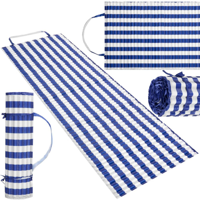 Saltea plaja pliabila din spuma EPE, cu maner si prindere, 180x60x1 cm, albastru cu dungi [3]