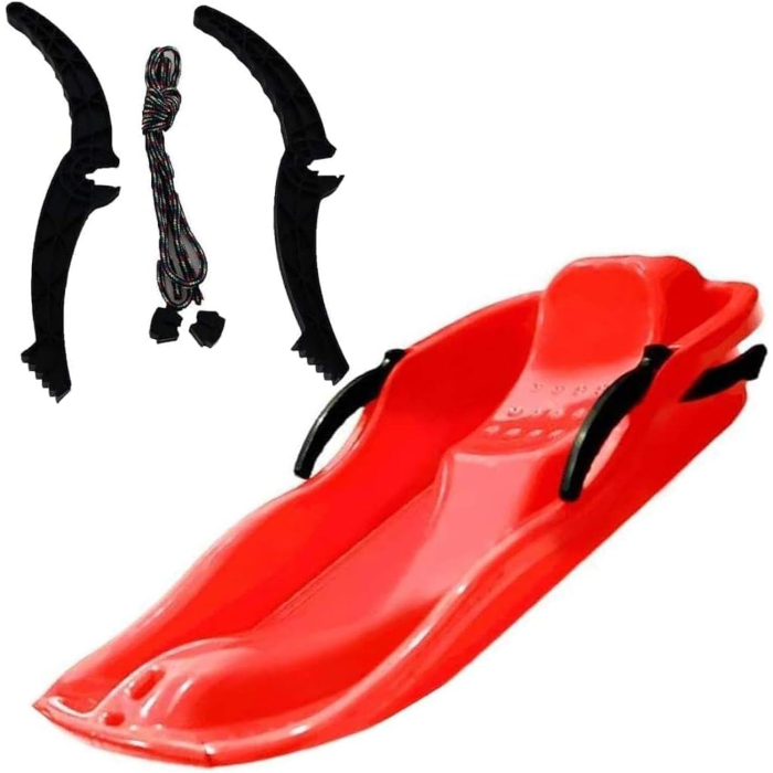 Sanie, , din Plastic, +3 Ani, 87 x 40 x 17.5 cm, cu Frana si Franghie, pentru Adulti si Copii, Rosu [7]